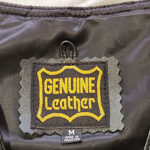 Genuine Leather Motorcycle Vest For Men Size Medium Black Buffallow Leather A3 - Picture 8 of 12